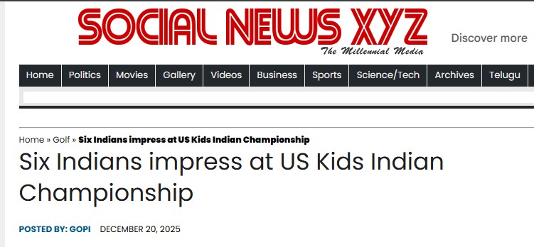 SocialNews.XYZ report naming Golfer Shiksha Jain among standout girls at the US Kids Golf Indian Championship 2025 at Classic Golf & Country Club, Manesar