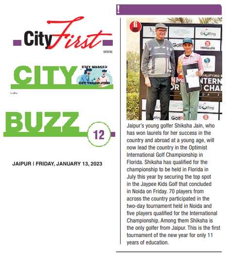 Golfer Shiksha Jain holding certificate and trophy after qualifying for Optimist International Golf Championship in Florida