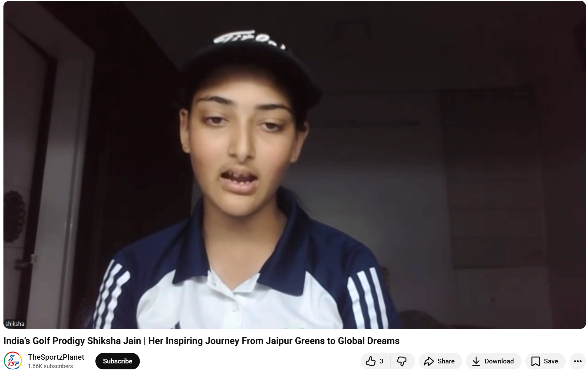 Golfer Shiksha Jain during an interview on TheSportzPlanet YouTube channel about her golf journey and global aspirations
